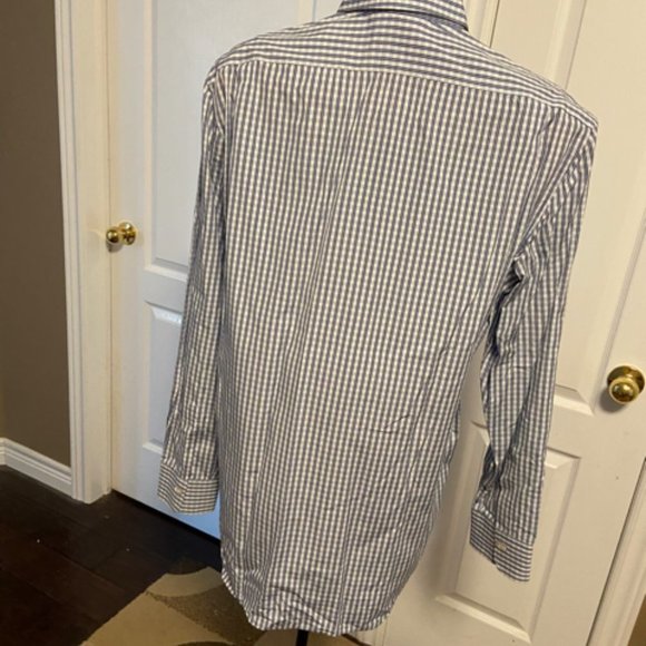 Kiton Men's Dress Shirt Blue Plaid Pattern in Size 17/43 EUC - Picture 4 of 16